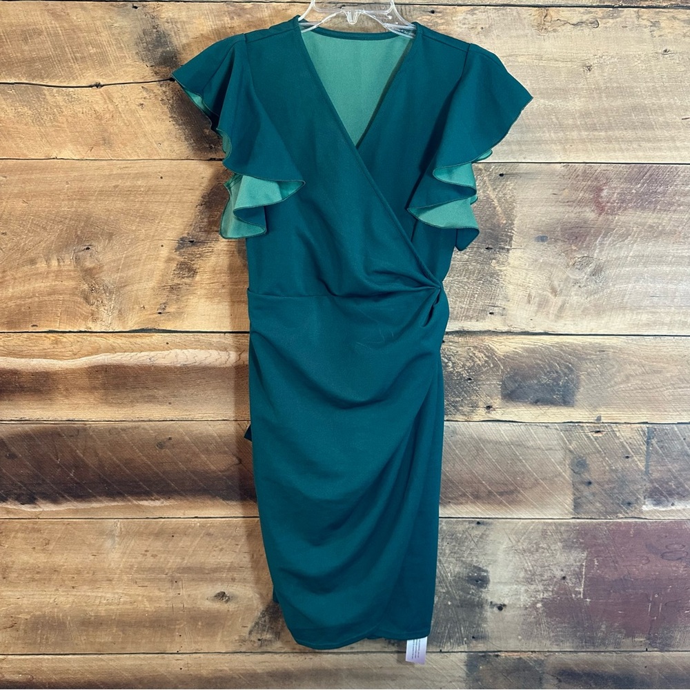 Teal Ruffle Midi Dress